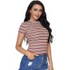 imageMilumia Womens Casual Multi Striped Ribbed Short Sleeve Solid Tee Knit TopMulticolor Black and Yellow