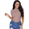 imageMilumia Womens Casual Multi Striped Ribbed Short Sleeve Solid Tee Knit TopMulticolor Black and Yellow
