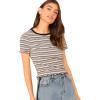 imageMilumia Womens Casual Multi Striped Ribbed Short Sleeve Solid Tee Knit TopMulticolor Pink and Black