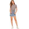 imageMilumia Womens Casual Multi Striped Ribbed Short Sleeve Solid Tee Knit TopMulticolored