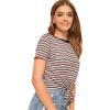 imageMilumia Womens Casual Multi Striped Ribbed Short Sleeve Solid Tee Knit TopMulticolored