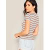 imageMilumia Womens Casual Multi Striped Ribbed Short Sleeve Solid Tee Knit TopRed and White