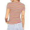 imageMilumia Womens Casual Multi Striped Ribbed Short Sleeve Solid Tee Knit TopRed and Yellow