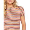 imageMilumia Womens Casual Multi Striped Ribbed Short Sleeve Solid Tee Knit TopRed and Yellow