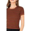 imageMilumia Womens Casual Multi Striped Ribbed Short Sleeve Solid Tee Knit TopRusty Brown Multicolored