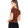 imageMilumia Womens Casual Multi Striped Ribbed Short Sleeve Solid Tee Knit TopRusty Brown Multicolored