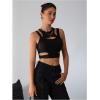 imageMilumia Womens Cut Out Tank Top Sexy Fitted Crop Tops Rave Club Going OutBlack