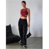 imageMilumia Womens Cut Out Tank Top Sexy Fitted Crop Tops Rave Club Going OutBurgundy