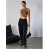 imageMilumia Womens Cut Out Tank Top Sexy Fitted Crop Tops Rave Club Going OutDark Green