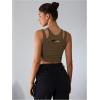 imageMilumia Womens Cut Out Tank Top Sexy Fitted Crop Tops Rave Club Going OutDark Green