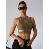 imageMilumia Womens Cut Out Tank Top Sexy Fitted Crop Tops Rave Club Going OutDark Green
