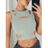 imageMilumia Womens Cut Out Tank Top Sexy Fitted Crop Tops Rave Club Going OutGreen