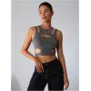 imageMilumia Womens Cut Out Tank Top Sexy Fitted Crop Tops Rave Club Going OutGrey