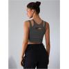 imageMilumia Womens Cut Out Tank Top Sexy Fitted Crop Tops Rave Club Going OutGrey