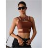 imageMilumia Womens Cut Out Tank Top Sexy Fitted Crop Tops Rave Club Going OutLight Grey Brown