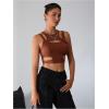 imageMilumia Womens Cut Out Tank Top Sexy Fitted Crop Tops Rave Club Going OutLight Grey Brown