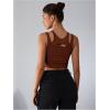 imageMilumia Womens Cut Out Tank Top Sexy Fitted Crop Tops Rave Club Going OutLight Grey Brown