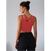 imageMilumia Womens Cut Out Tank Top Sexy Fitted Crop Tops Rave Club Going OutRed