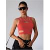 imageMilumia Womens Cut Out Tank Top Sexy Fitted Crop Tops Rave Club Going OutRed
