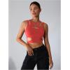 imageMilumia Womens Cut Out Tank Top Sexy Fitted Crop Tops Rave Club Going OutRed