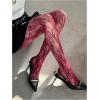 imageMilumia Womens Floral Lace Tights Patterned Fishnet Pantyhose Sexy Vintage StockingsAll Burgundy