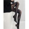 imageMilumia Womens Floral Lace Tights Patterned Fishnet Pantyhose Sexy Vintage StockingsDeep Black