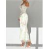 imageMilumia Womens Floral Mesh Ruffle Cami Dress Sexy Spaghetti Strap Bodycon Maxi DressesMulticolor