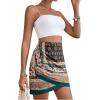 imageMilumia Womens Floral Paisley Ruched Tulip Hem Wrap High Waist Mini SkirtMulticolor
