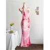 imageMilumia Womens Floral Print Bodycon Strapless Tube Long Dress with ScarfPink Multi