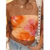 imageMilumia Womens Floral Print Strapless Bandeau Tops Fitted Backless Crop TopOrange
