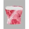 imageMilumia Womens Floral Print Strapless Bandeau Tops Fitted Backless Crop TopWatermelon Pink