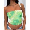 imageMilumia Womens Floral Print Strapless Bandeau Tops Fitted Backless Crop TopWhite Green
