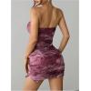 imageMilumia Womens Floral Print Strapless Bodycon Mini Dress Mesh Ruched Tube Top DressesPurple