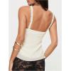 imageMilumia Womens Frill Lace Trim Tie Front Crop Cami Top Y2K Layered Ruffle Hem CamisolesApricot