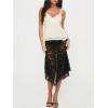 imageMilumia Womens Frill Lace Trim Tie Front Crop Cami Top Y2K Layered Ruffle Hem CamisolesApricot
