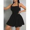 imageMilumia Womens Halter Mini Dress Backless A Line Flare Party Club Short DressesBlack