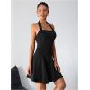imageMilumia Womens Halter Mini Dress Backless A Line Flare Party Club Short DressesDark Black