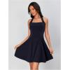 imageMilumia Womens Halter Mini Dress Backless A Line Flare Party Club Short DressesDark Blue