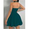 imageMilumia Womens Halter Mini Dress Backless A Line Flare Party Club Short DressesDark Green