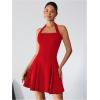 imageMilumia Womens Halter Mini Dress Backless A Line Flare Party Club Short DressesLight Red