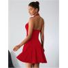 imageMilumia Womens Halter Mini Dress Backless A Line Flare Party Club Short DressesLight Red