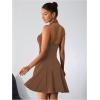 imageMilumia Womens Halter Mini Dress Backless A Line Flare Party Club Short DressesMocha Brown