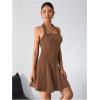 imageMilumia Womens Halter Mini Dress Backless A Line Flare Party Club Short DressesMocha Brown