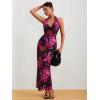 imageMilumia Womens Mesh Floral Open Back Deep V Neck Halter Maxi Long DressPurple