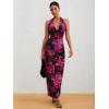 imageMilumia Womens Mesh Floral Open Back Deep V Neck Halter Maxi Long DressPurple