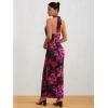 imageMilumia Womens Mesh Floral Open Back Deep V Neck Halter Maxi Long DressPurple