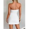 imageMilumia Womens Metal Decor Strapless Bodycon Mini Dress Tube Top Dress Party ClubWhite