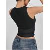 imageMilumia Womens Mock Neck Floral Mesh Top Y2k Sleeveless Ruched Tank Tops Going OutBlack Dark Blue