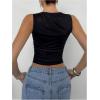 imageMilumia Womens Mock Neck Floral Mesh Top Y2k Sleeveless Ruched Tank Tops Going OutBlack and Blue