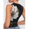 imageMilumia Womens Mock Neck Floral Mesh Top Y2k Sleeveless Ruched Tank Tops Going OutBlack and White